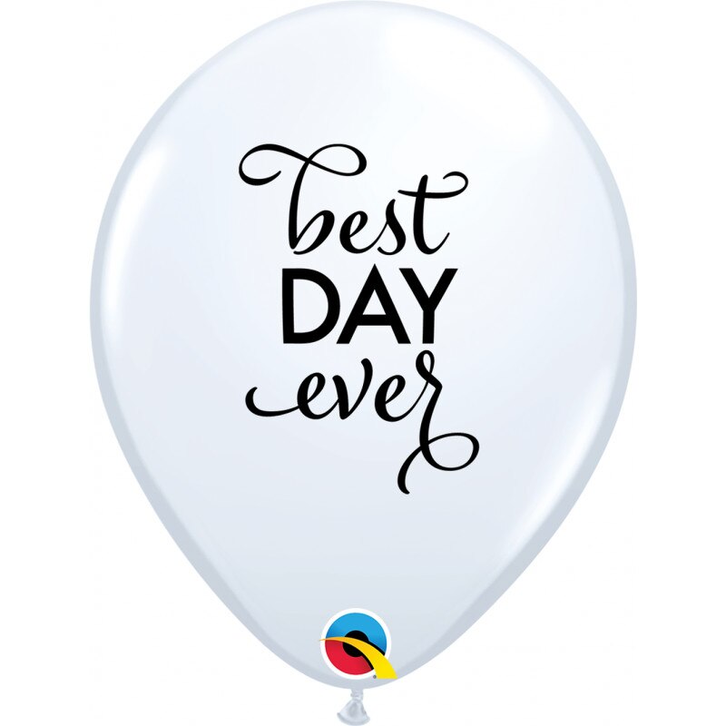 Set 10 Baloane latex 11''/28 cm inscriptionate Best Day Ever, Qualatex 89445