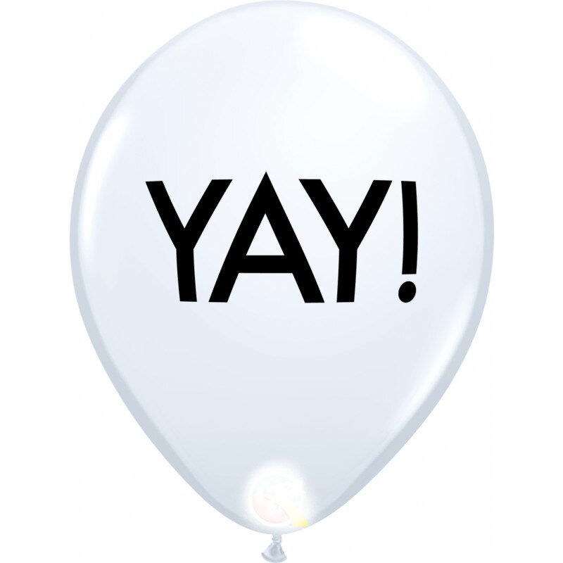 Set 10 Baloane latex 11''/28 cm inscriptionate YAY, Qualatex 89448