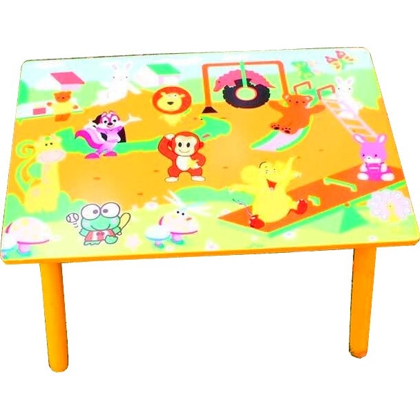 Masuta copii din MDF cu doua scaune Novokids™ My first table, dimensiuni 59X39X40, suprafata lucioasa, Portocaliu