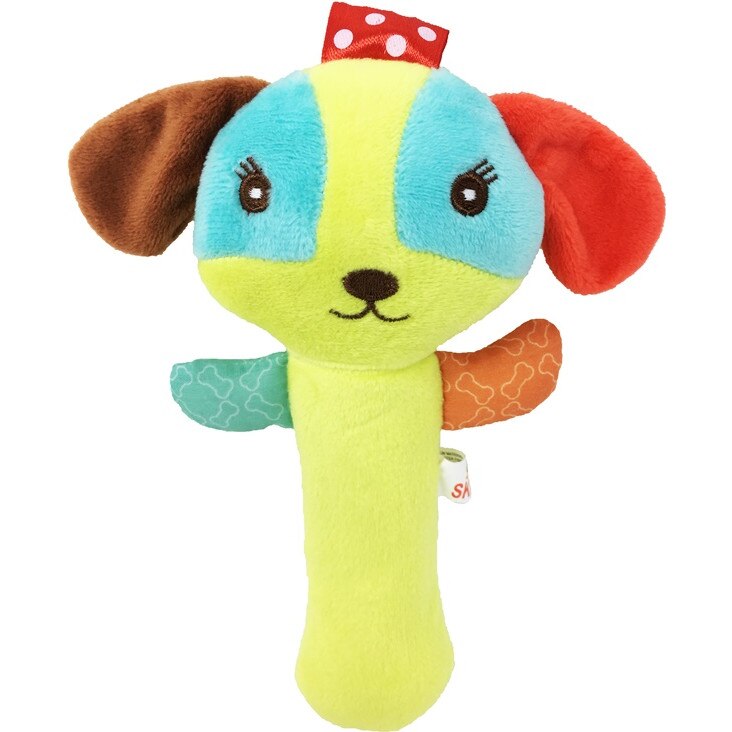 Jucarie chitaitoare Catelus din material textil pentru bebelusi