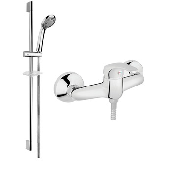 Set 2in1 Coloana de dus SOLENO fixa si mobila 3-functii: ploaie, masaj, mix cu Baterie dus, Ferro Set 2in1 Coloana de dus SOLENO fixa si mobila 3-functii: ploaie, masaj, mix cu Baterie dus, Ferro