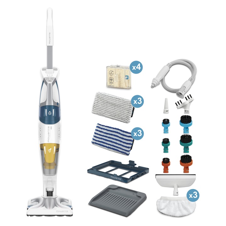 Прахосмукачка с пара Rowenta RY8561WH Clean & Steam Multi, 1700 W, Автономия на пара 30 мин, Контейнер за прах 0.5 л, Контейнер за вода 0.4 л, Бяла