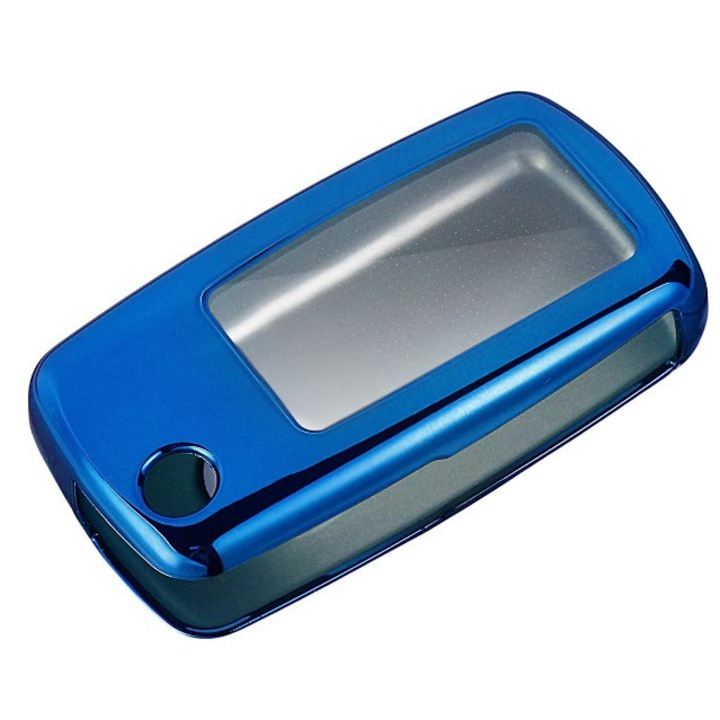 Husa Cheie Auto Briceag Compatibila cu Golf MK5, Passat B5.5, Tpu, Albastru