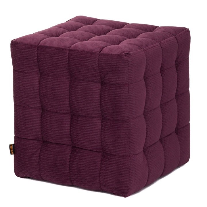 Taburet QMOBILI Bump Visiniu, stofa, tip cub