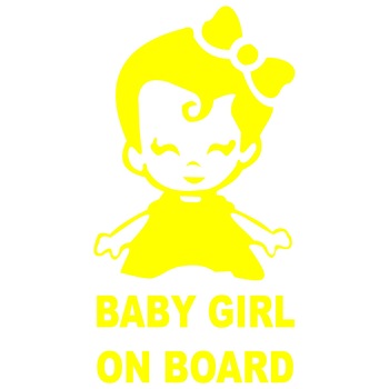 Sticker auto, baby girl on board, culoare galbena Sticker auto, baby girl on board, culoare galbena