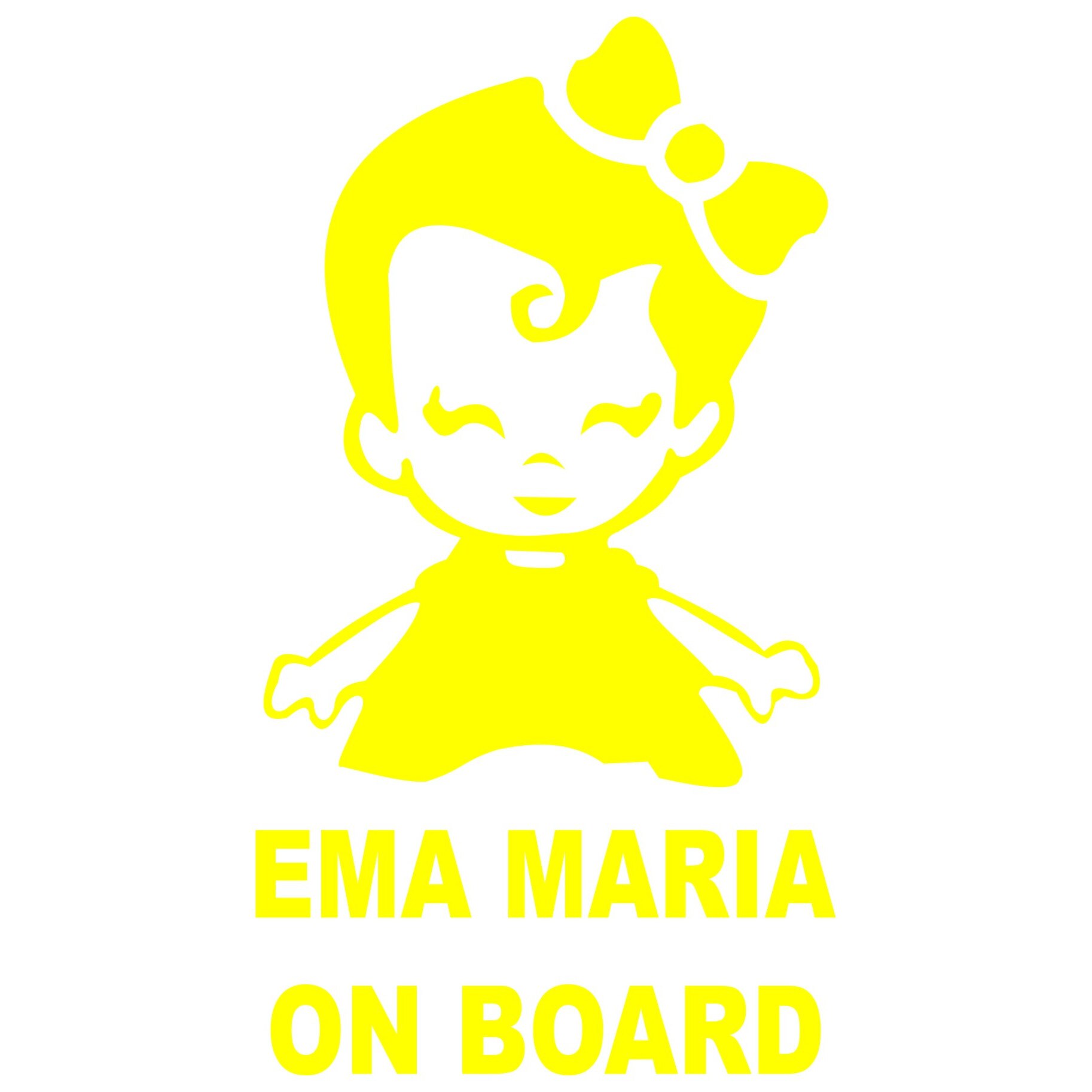 Sticker auto, Ema Maria on Board, culoare galbena