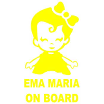 Sticker auto, Ema Maria on Board, culoare galbena Sticker auto, Ema Maria on Board, culoare galbena
