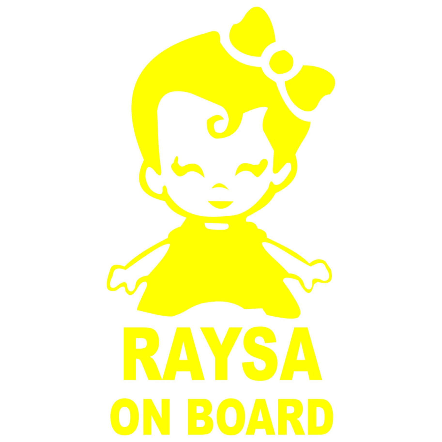 Sticker auto, Raysa on Board, culoare galben