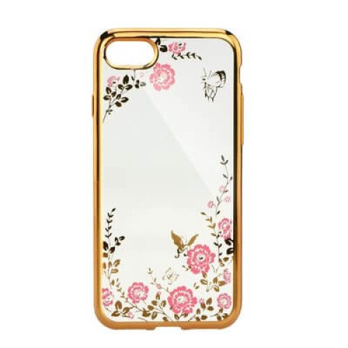 Husa iPhone X Desen Flori / Floral / Gold