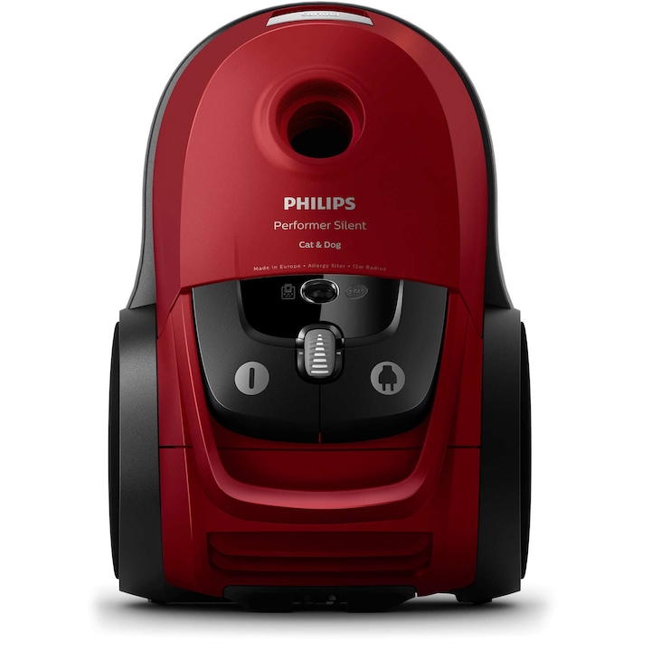 Philips Performer Silent FC8784/09 porzsákos porszívó, 650W, 4l, A + osztály, piros