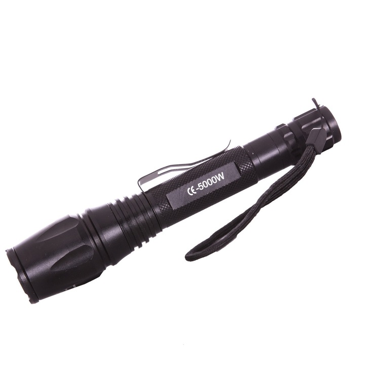 Lanterna CREE LED Bailong Bl-8668, 10W, 1000 lm cu acumulator, Negru, Aluminiu