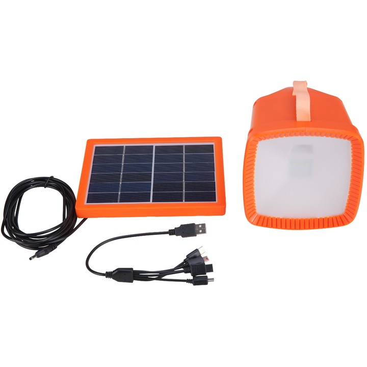 Соларна фотоволтаична система Evotools 67887, LED лампа 1W, USB, Radio FM, Соларен панел 3W, Батерия Li-Ion 3.7V/4400mAh