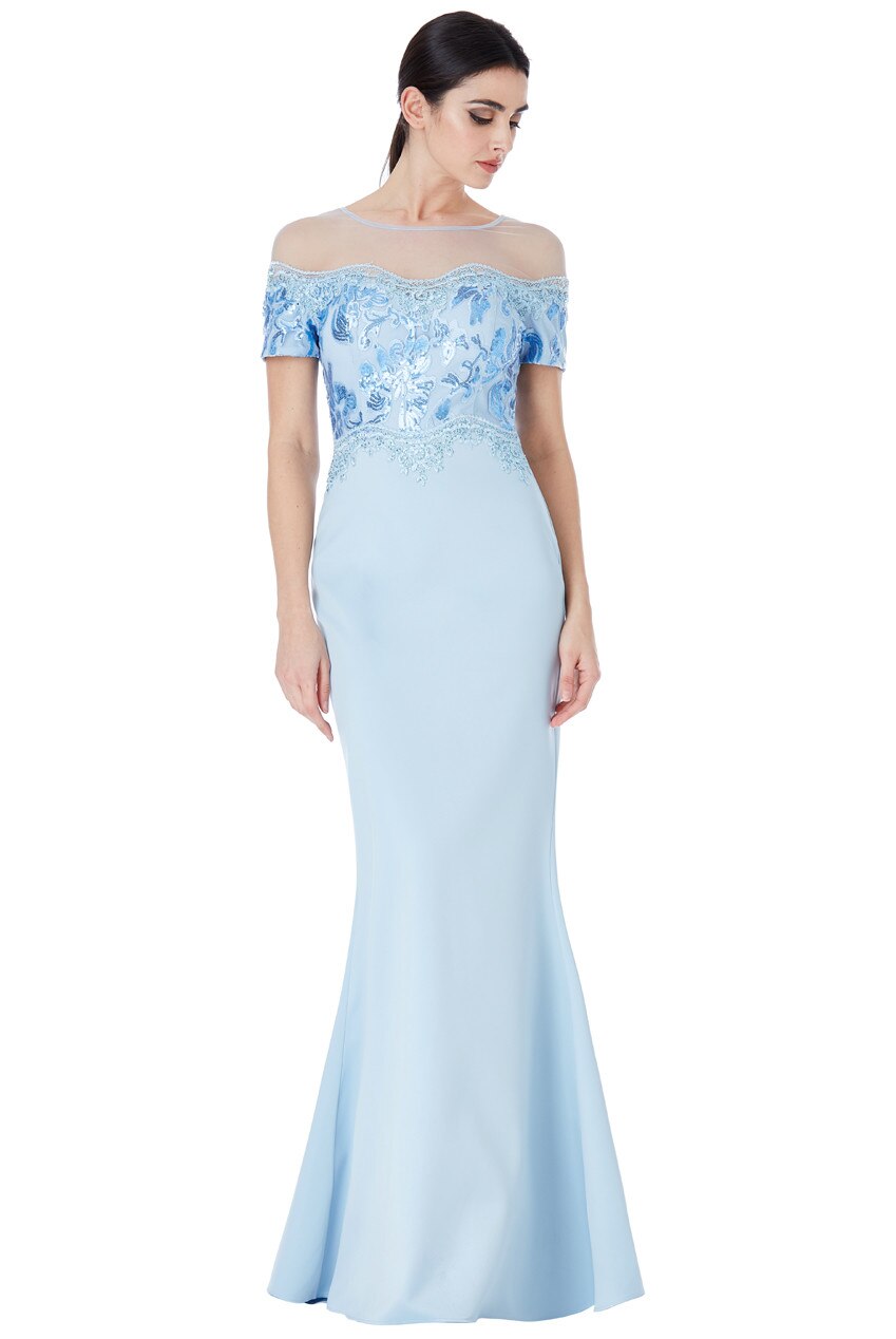 Rochie de ocazie, Goddiva, de ocazie, cu maneci scurte, Albastru