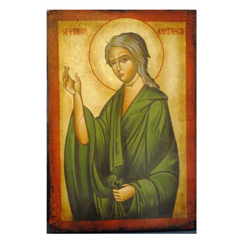Icoana pictata pe lemn Sf. Maria Egipteanca, Artizanat Opait, 22X18cm Icoana pictata pe lemn Sf. Maria Egipteanca, Artizanat Opait, 22X18cm