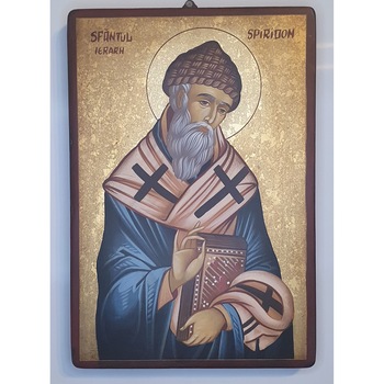 Icoana pictata pe lemn Sf. Spiridon, Artizanat Opait, 44X32cm Icoana pictata pe lemn Sf. Spiridon, Artizanat Opait, 44X32cm