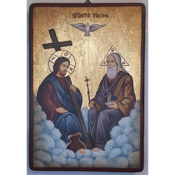 Icoana pictata pe lemn Sf. Treime, Artizanat Opait, 22X18cm Icoana pictata pe lemn Sf. Treime, Artizanat Opait, 22X18cm