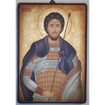 Icoana pictata pe lemn Sf. Valentin, Artizanat Opait, 44X32cm Icoana pictata pe lemn Sf. Valentin, Artizanat Opait, 44X32cm
