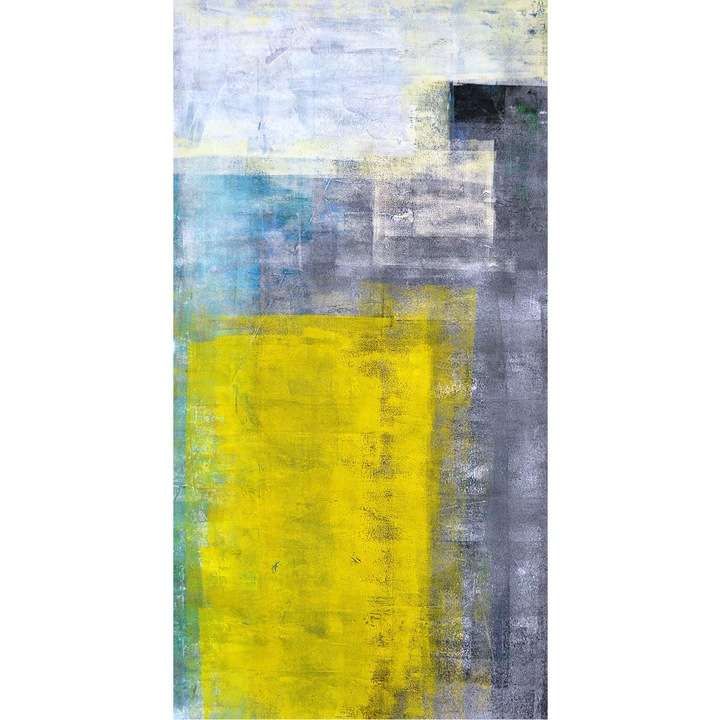 Fototapet autoadeziv "Yellow Abstract Art Painting" - 130 x 250 cm