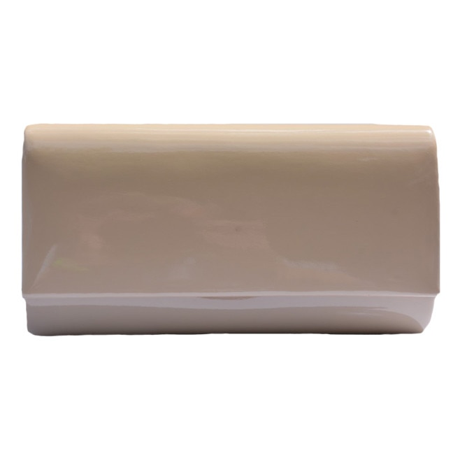 Poseta de seara cu forma clasica si aspect lacuit, D&J Exclusive, bej