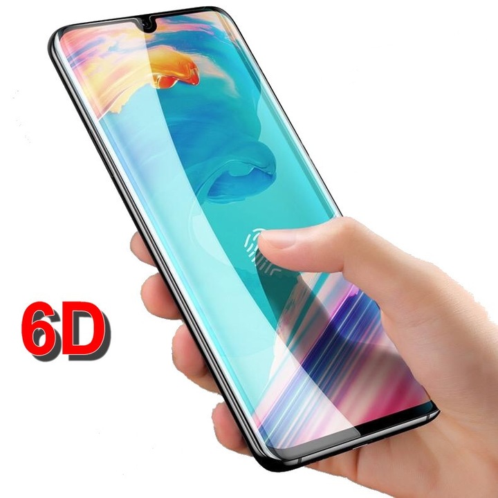 6D Full Face Стъклен протектор FENiX® за Huawei Mate 20 Pro, Черен