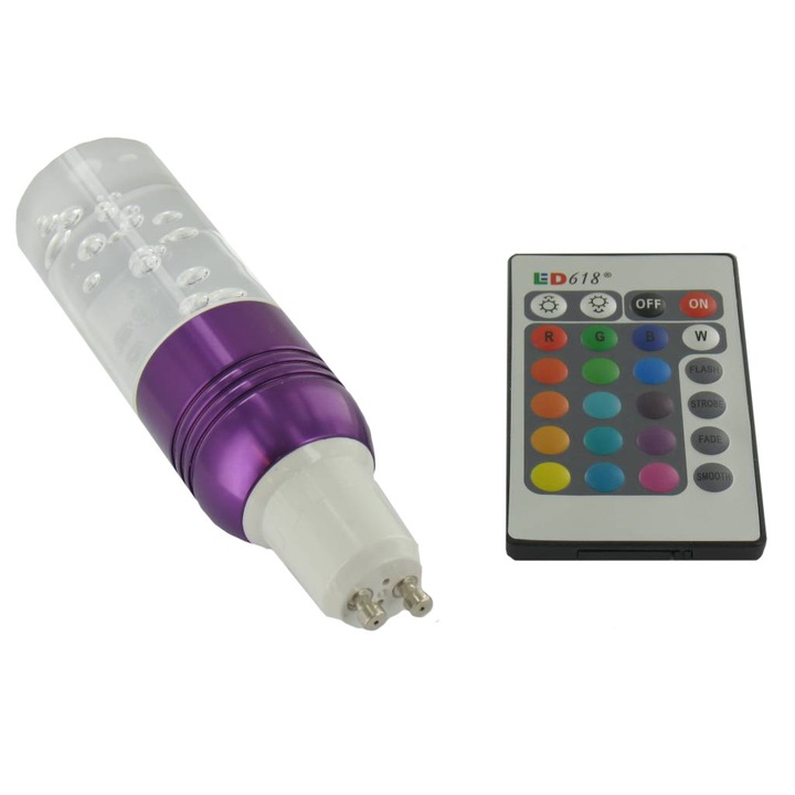 Dekoratív Crystal LED GU10 Izzó,3W RGB, távirányítóval