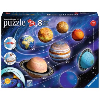 Puzzle Ravensburger 3D - Sistemul Solar, 522 piese Puzzle Ravensburger 3D - Sistemul Solar, 522 piese