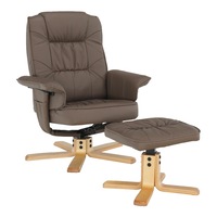 Fotoliu de lux , taburet inclus ,relaxant ,piele eco cappucino/maro ,reglabil, suport pentru picioare