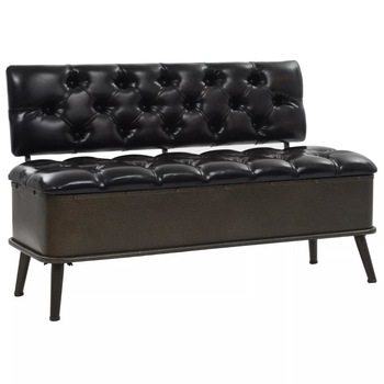 Canapea tip banca depozitare cu spatar, vidaXL, Piele artificiala, Negru, 10 x 52 x 75 cm Canapea tip banca depozitare cu spatar, vidaXL, Piele artificiala, Negru, 10 x 52 x 75 cm