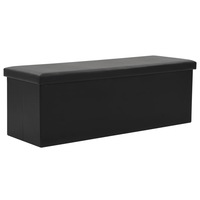 Bancheta pentru intrare cu zona de depozitare, vidaXL, Piele ecologica, 110 x 38 x 38 cm, Negru