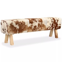 Canapea tip bancheta de intrare cu tapiterie din piele naturala de capra, vidaXL, 160 x 28 x 50 cm, Multicolor