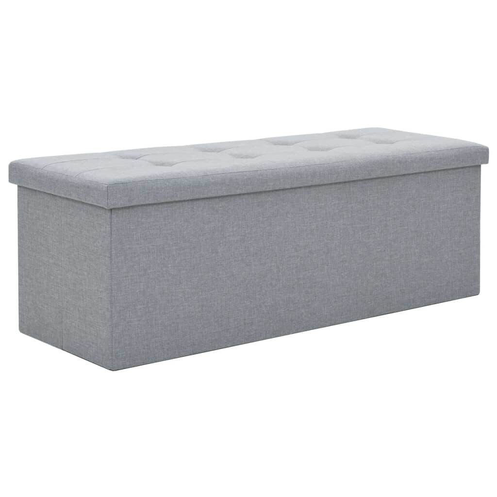 Bancheta pentru intrare cu zona de depozitare, vidaXL, Tesatura, 110 x 38 x 38 cm, Gri deschis