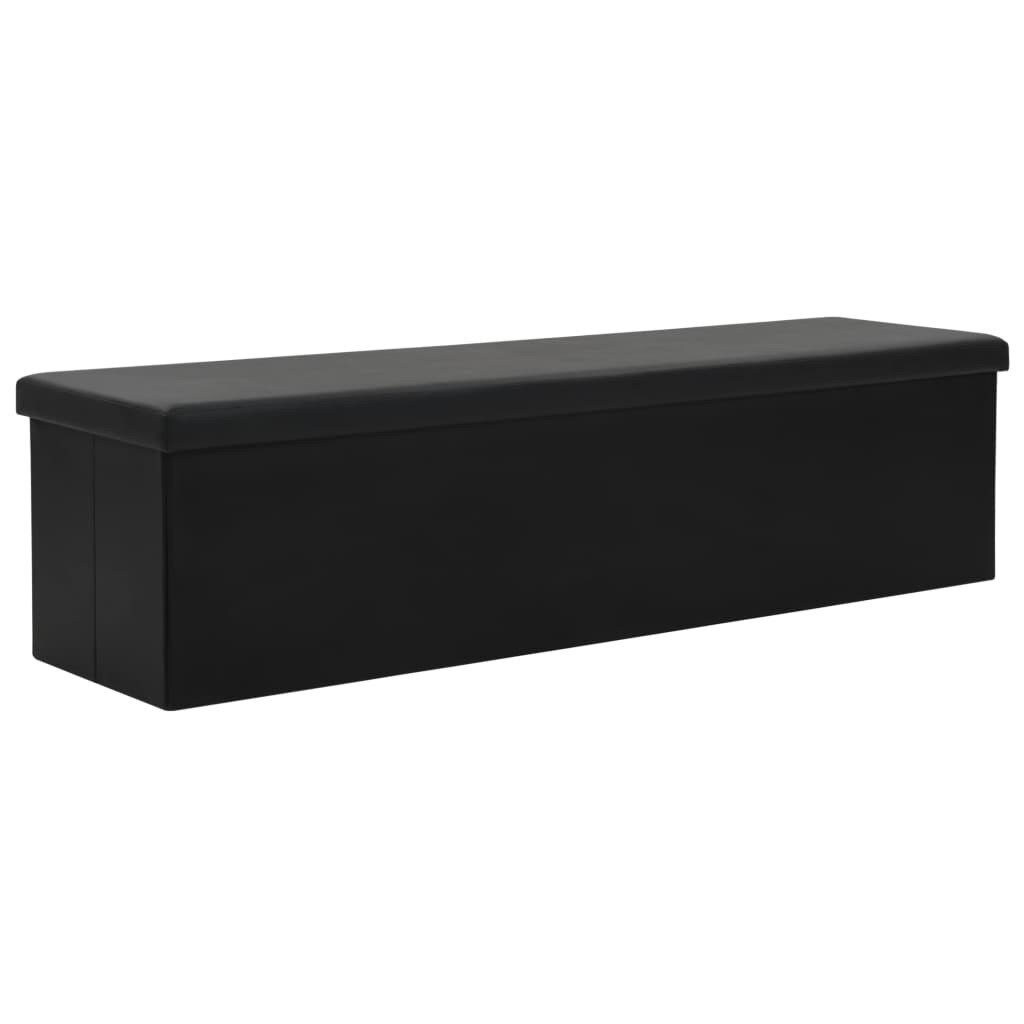 Bancheta pentru intrare cu zona de depozitare, vidaXL, Piele ecologica, 150 x 38 x 38 cm, Negru