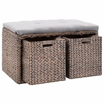 Canapea tip banca de depozitare, vidaXL, Iarba de mare, 71 x 40 x 42 cm, Gri Canapea tip banca de depozitare, vidaXL, Iarba de mare, 71 x 40 x 42 cm, Gri