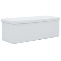 Bancheta pentru intrare cu zona de depozitare, vidaXL, Piele ecologica, 110 x 38 x 38 cm, Alb