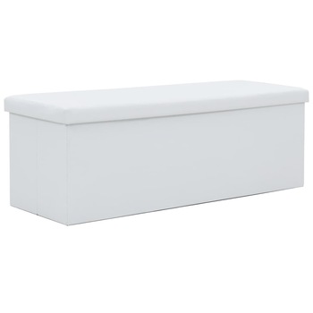 Bancheta pentru intrare cu zona de depozitare, vidaXL, Piele ecologica, 110 x 38 x 38 cm, Alb Bancheta pentru intrare cu zona de depozitare, vidaXL, Piele ecologica, 110 x 38 x 38 cm, Alb