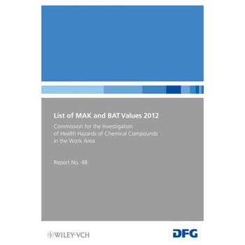 List of MAK and BAT Values 2012 de Deutsche Forschungsgemeinschaft (DFG) List of MAK and BAT Values 2012 de Deutsche Forschungsgemeinschaft (DFG)