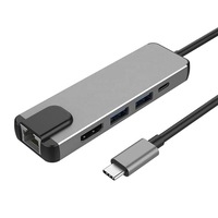 Hub Adaptor Type-C USB 3.1 cu porturi HDMI 4K, Ethernet RJ-45, USB 3.0 si USB 3.1