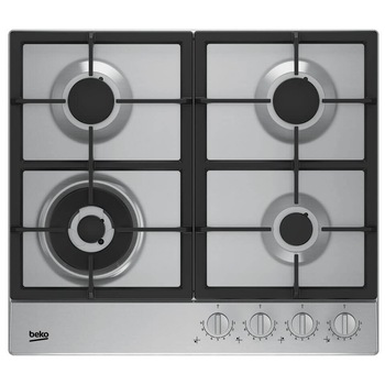 Plita incorporabila Beko HIAW64325SX, Gaz, 4 arzatoare, FlameAdjust™, Arzator wok, Gratare fonta, 60 cm, Inox Plita incorporabila Beko HIAW64325SX, Gaz, 4 arzatoare, FlameAdjust™, Arzator wok, Gratare fonta, 60 cm, Inox