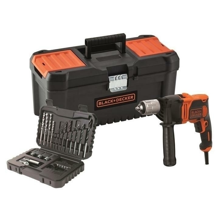Masina de gaurit cu percutie+trusa accesorii 850 W, 3200 rpm, 544000 btm, Black&decker BEH850KA32-QS