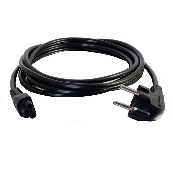 Cablu de alimentare Cloverleaf AKYGA AK-NB-01C pentru incarcator laptop, 3 pini, 1.5 m, Negru