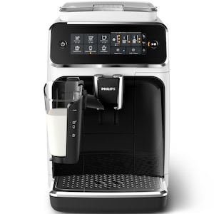 Espressor automat Philips EP3243/50, sistem de lapte LatteGo, 5 bauturi, 15 bar, filtru AquaClean, rasnita ceramica, optiune cafea macinata, ecran tactil, Alb