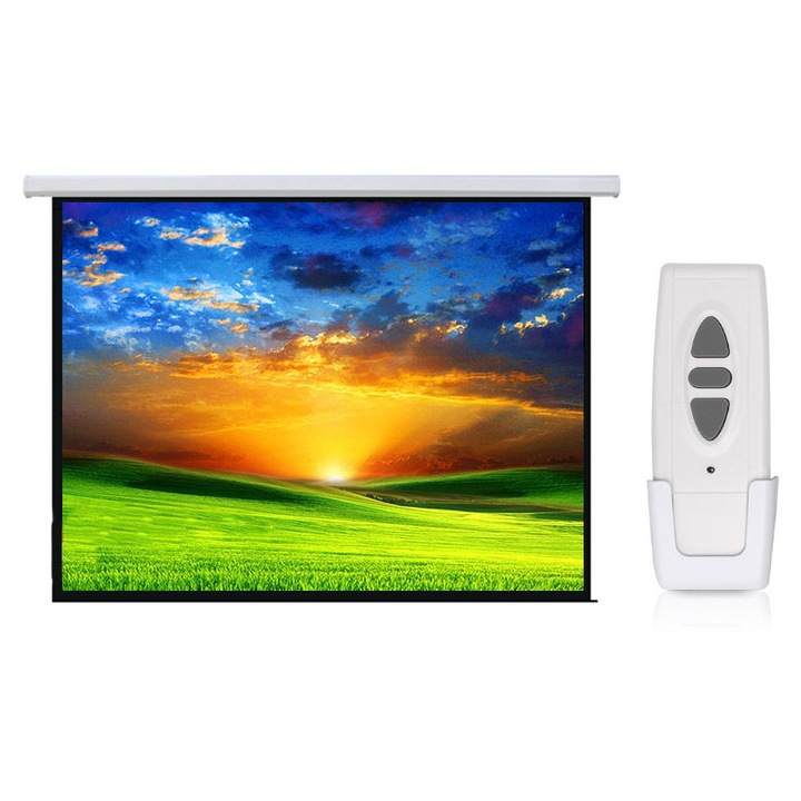 Ecran de proiectie Maclean, electric, cu telecomanda, 135", 300x168cm, 16:9, MC-561