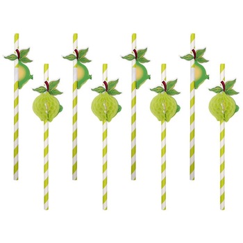 Set 8 Paie flexibile pentru petrecere cu decor Fructe -18 cm, Radar 500175, Lime Set 8 Paie flexibile pentru petrecere cu decor Fructe -18 cm, Radar 500175, Lime