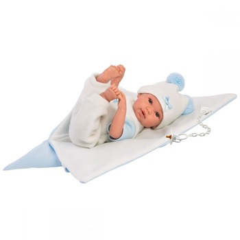 Papusa interactiva Llorens Newborns That Cry - Baby, cu paturica albastra, 36 cm Papusa interactiva Llorens Newborns That Cry - Baby, cu paturica albastra, 36 cm