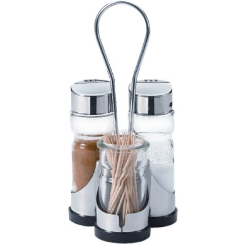 Solnita, pipernita 35ml si scobitori RAKI cu suport inox