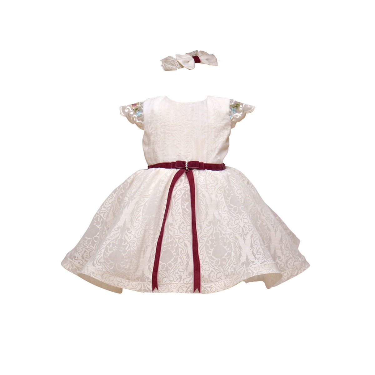 Set rochita de ocazie si bentita, Couture Bebe, Ama, ivoire, 2 ani