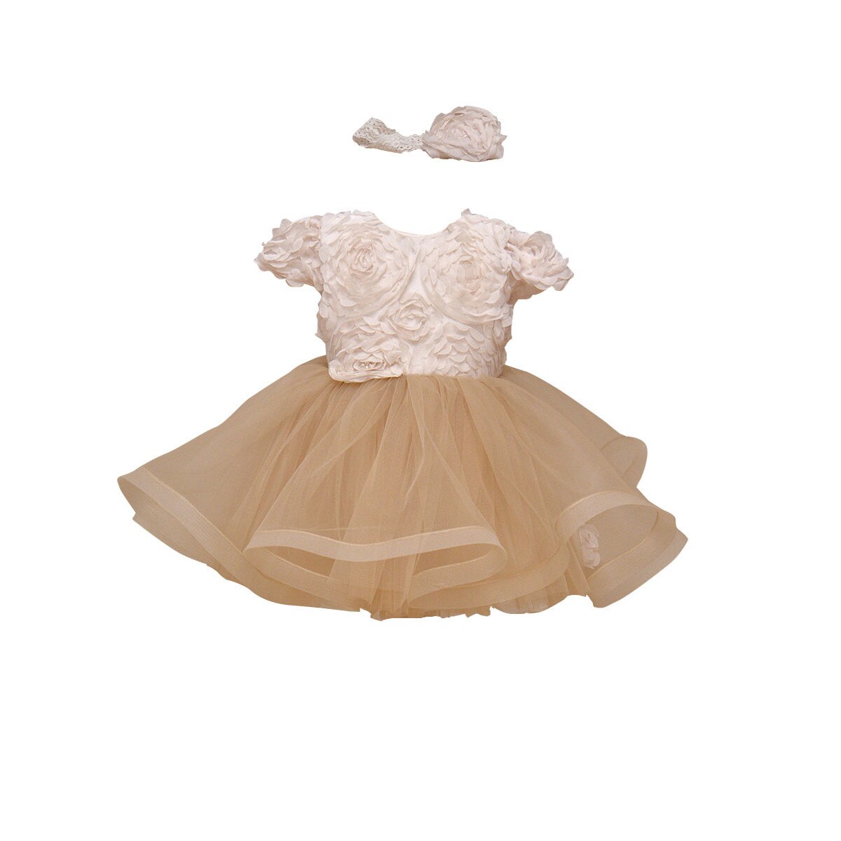 Set rochita de ocazie si bentita, Couture Bebe, Esme, crem, 2 ani