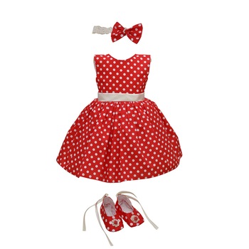 Set rochita de ocazie, botosei si bentita, Couture Bebe, Sara, rosie, 1 an Set rochita de ocazie, botosei si bentita, Couture Bebe, Sara, rosie, 1 an