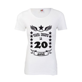 Tricou personalizat Fruit of the loom dama Viata incepe la 20 ani, L Tricou personalizat Fruit of the loom dama Viata incepe la 20 ani, L