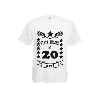 Tricou personalizat Fruit of the loom Viata incepe la 20 ani M Tricou personalizat Fruit of the loom Viata incepe la 20 ani M